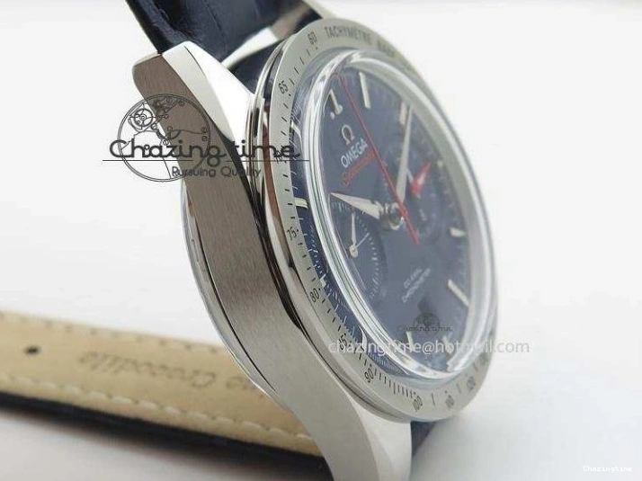 0505 DailyWear Speedmaster ’57 SS Chrono AXF Best Edition Blue Dial on Blue Leather Strap A 8279